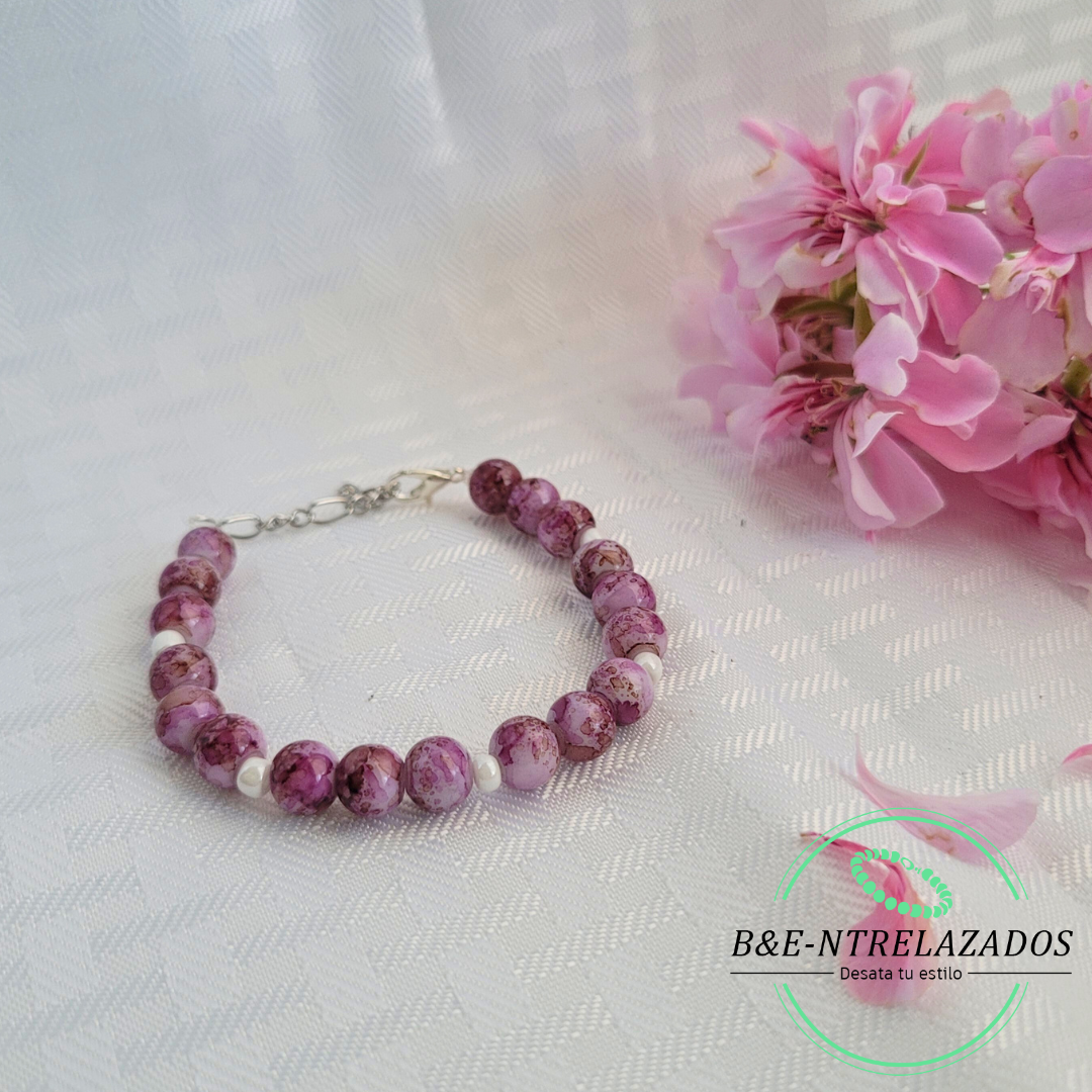 Pulsera vidrio rosa